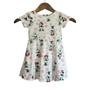 Disney Junior Minnie Mouse Toddler Girls 2T‎ White Pink Polka Dot Dress